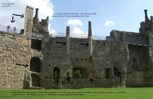 Annotated photo of the great hall at Framlingham Castle