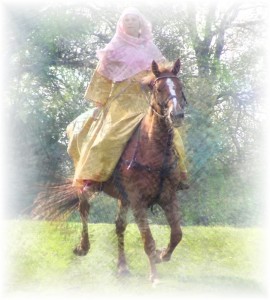 Medieval woman on horseback